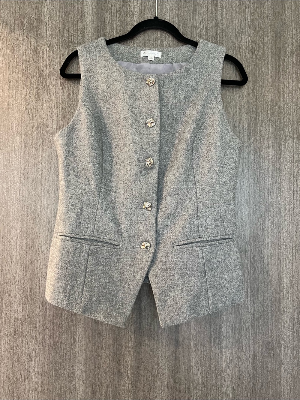 Sleeveless Grey Wool-Blend Vest Jacket - Classic Women's Coat
